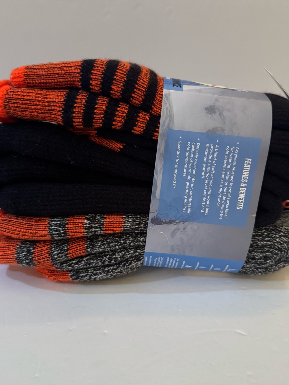 Polar Heat Nanuuq Men’s High Performance Crew Socks, 3 Pairs Long Acrylic Wool - Picture 8 of 9